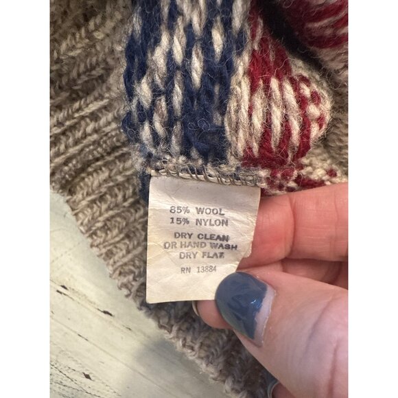 Vintage Highland Wool Blend Knit Nordic Sweater Size Med 80's - Picture 5 of 7